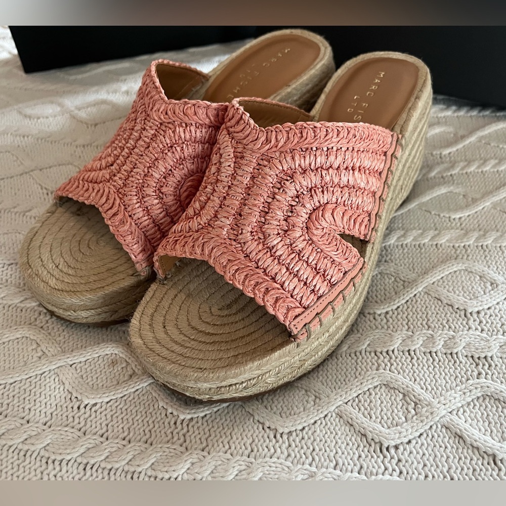 Marc Fisher Pink Woven Wedge platform Sandals Designer Women’s Size 9 - Picture 13 of 14